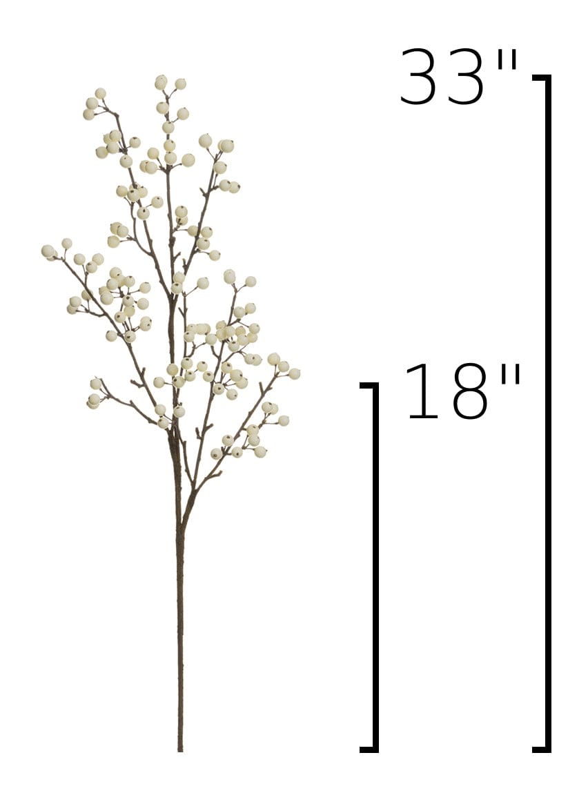 White Berry Faux Branch — 33 in