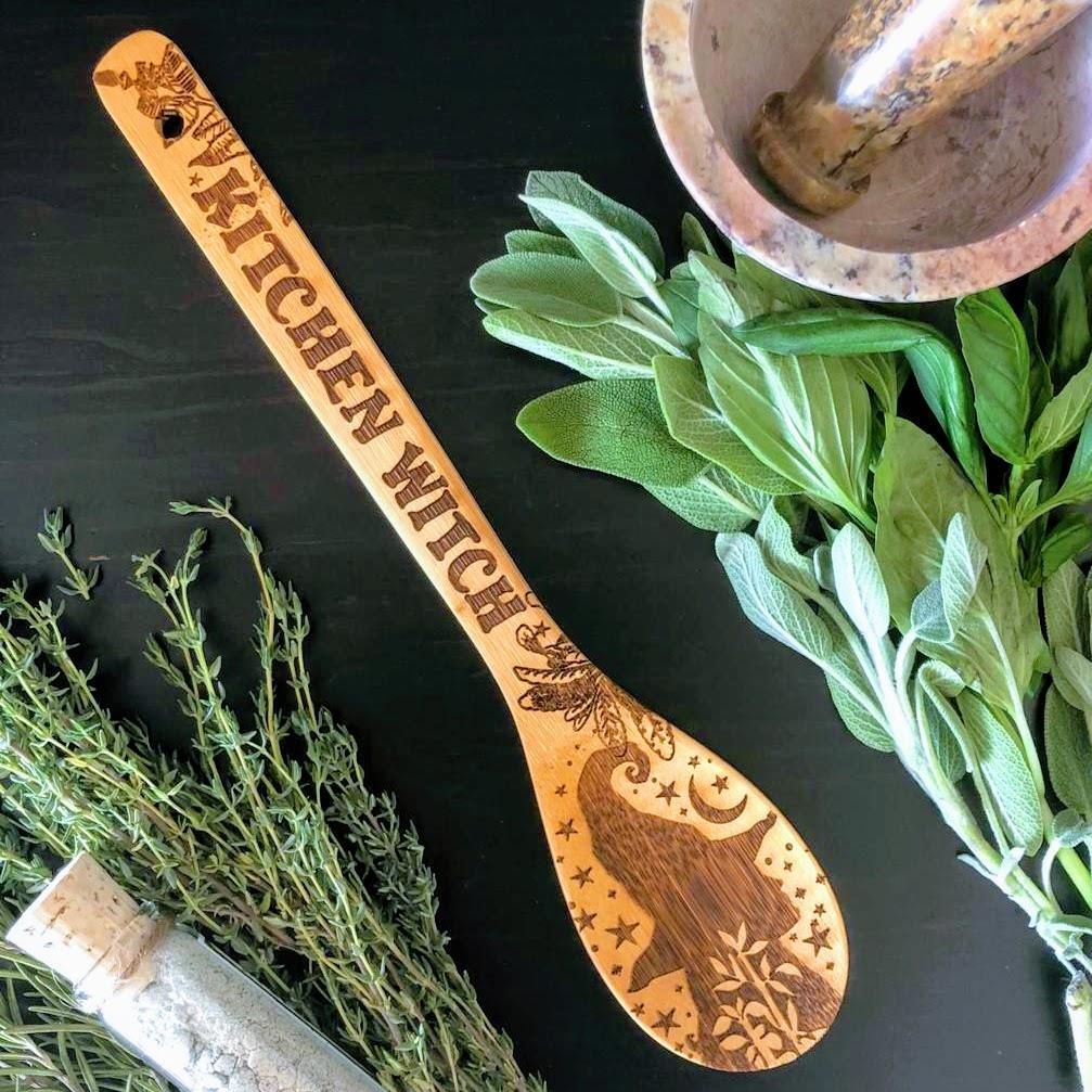 Spirit Nest Witchy Bamboo Spoon Set & Oven Mitt Options