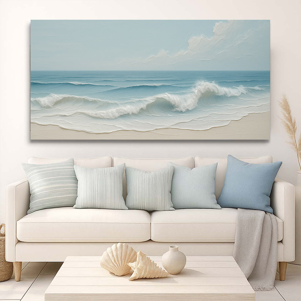 Serene Ocean Wave Coastal Canvas Wall Art