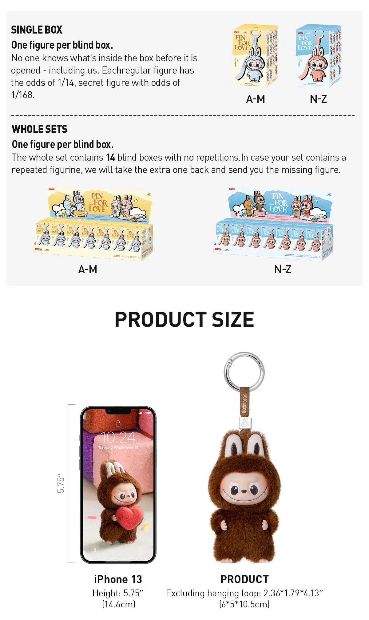 Pop Mart Labubu Pin for Love Blind Box – N–Z (Blue)