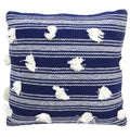Blue Woven Pom-Pom Throw Pillow