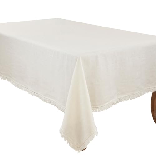 Stonewashed Linen Fringe Tablecloth