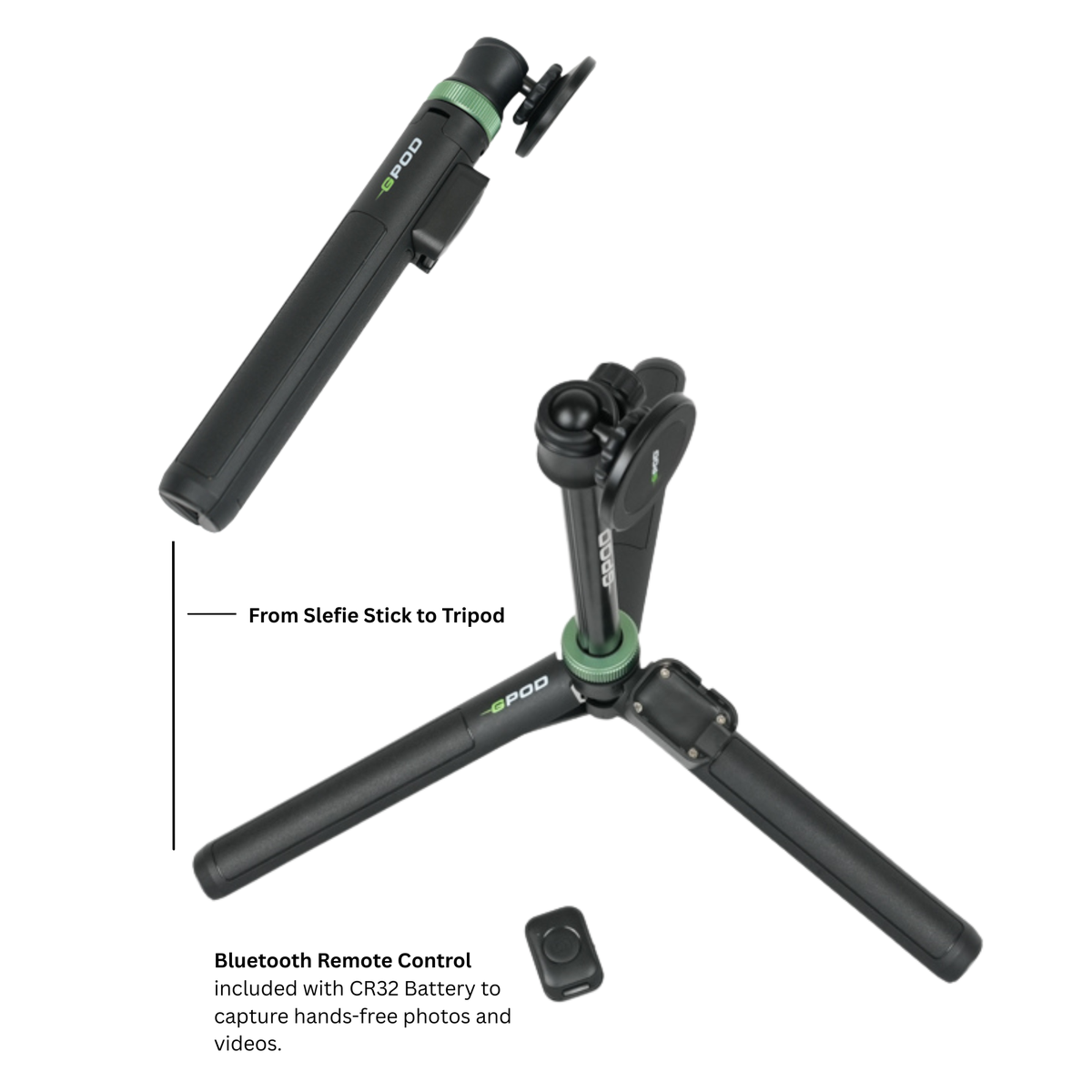 GPOD Travel Magnetic Phone Tripod with Bluetooth Remote