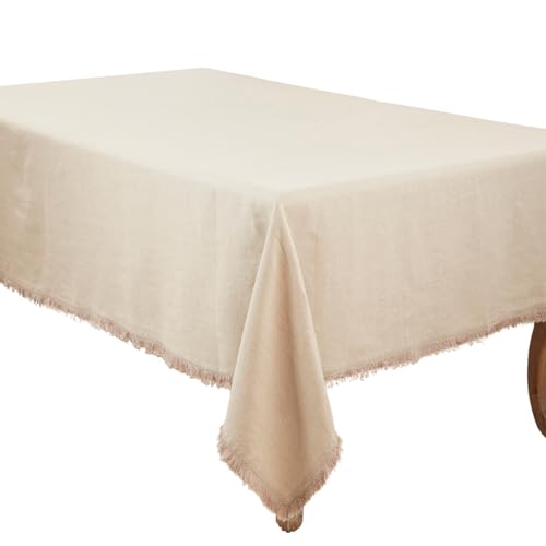 Stonewashed Linen Fringe Tablecloth