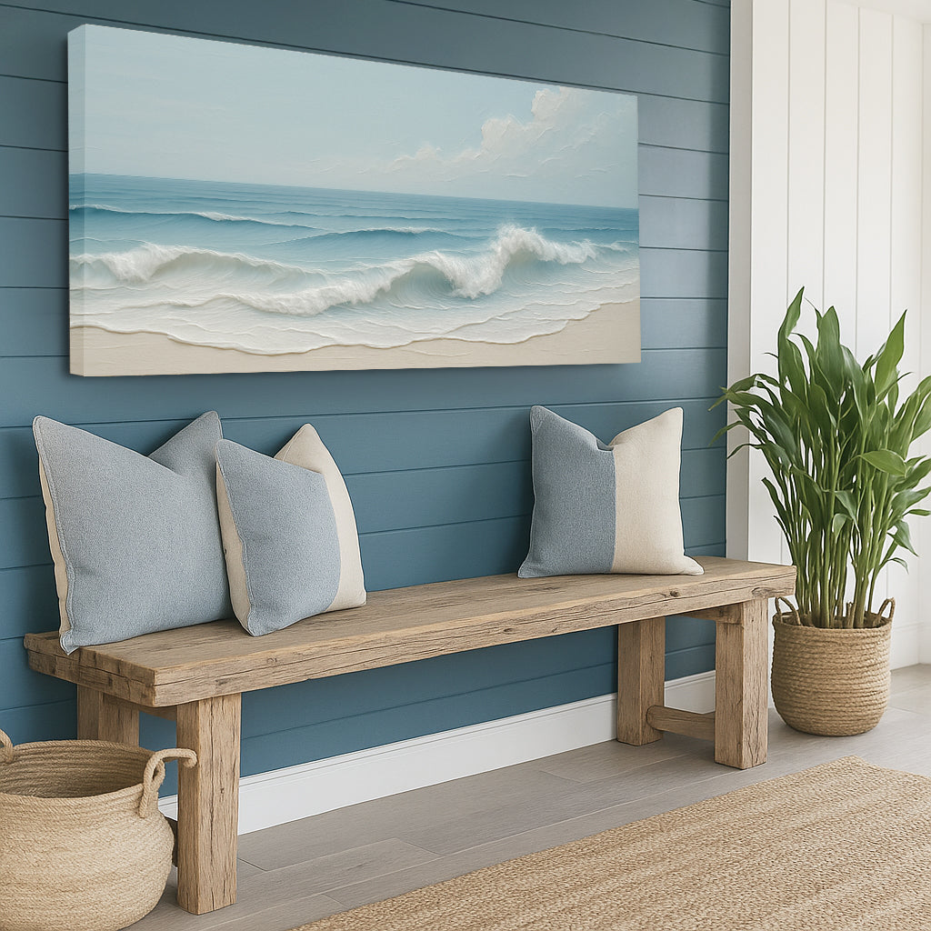 Serene Ocean Wave Coastal Canvas Wall Art
