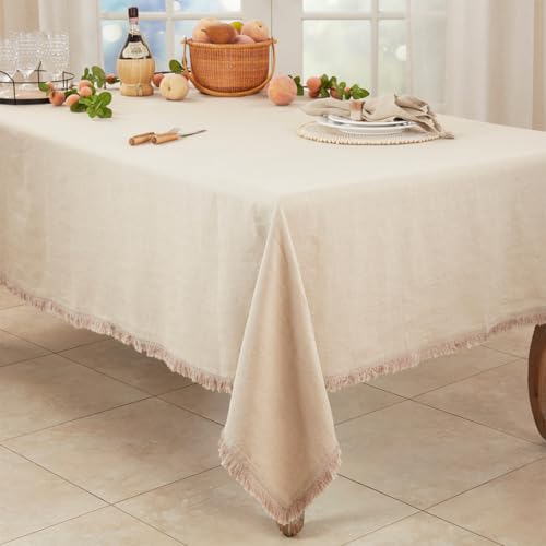 Stonewashed Linen Fringe Tablecloth