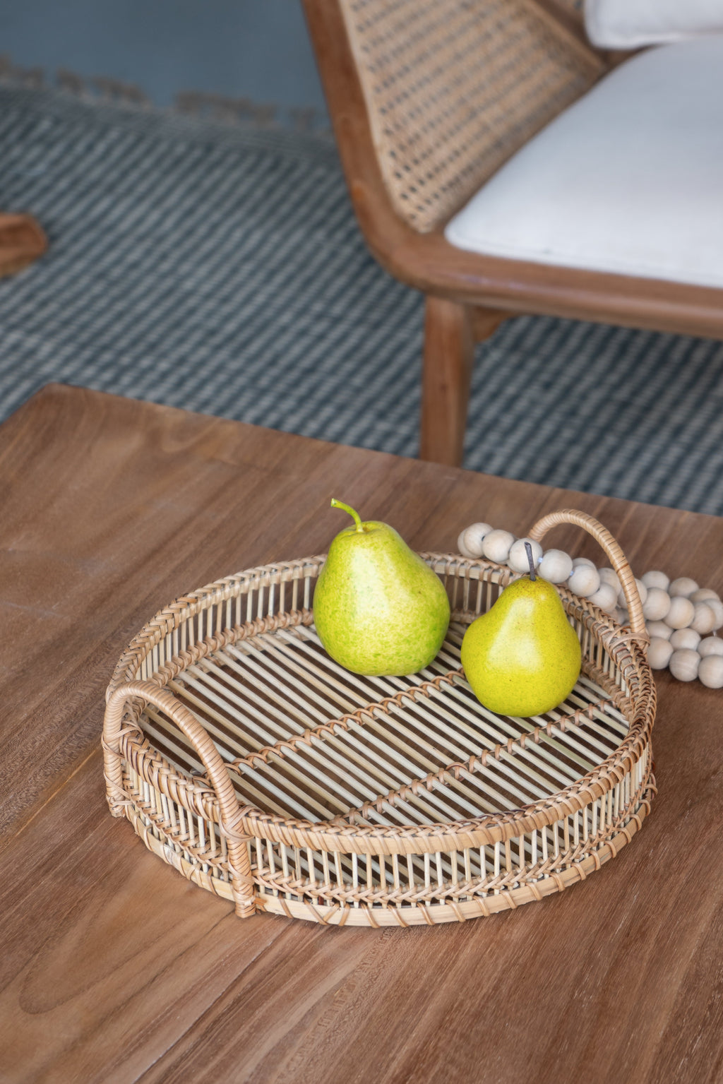 Round Woven Bamboo Trays — Set of 3