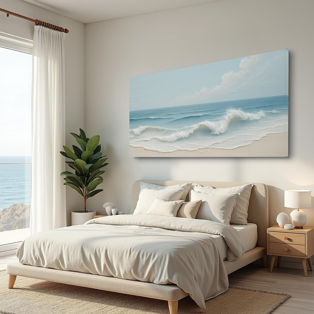 Serene Ocean Wave Coastal Canvas Wall Art
