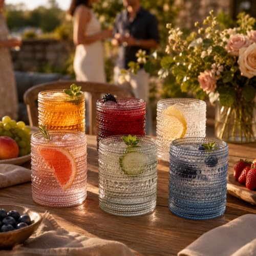 Vintage Hobnail Drinking Glasses — Set of 6