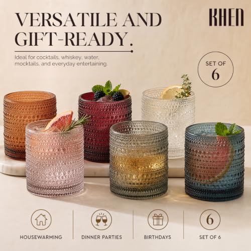 Vintage Hobnail Drinking Glasses — Set of 6