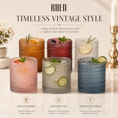Vintage Hobnail Drinking Glasses — Set of 6