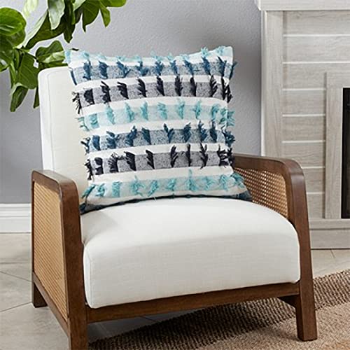 Striped Fringe Cotton Throw Pillow — 20 × 20 — product view 4
