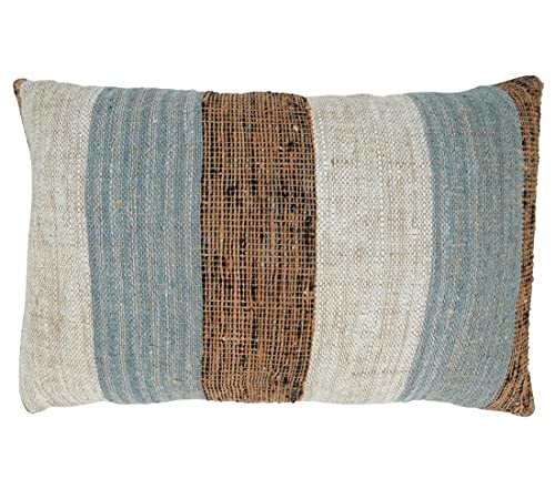 Blue Color Block Stripe Cotton Pillow & Cover — product view 1