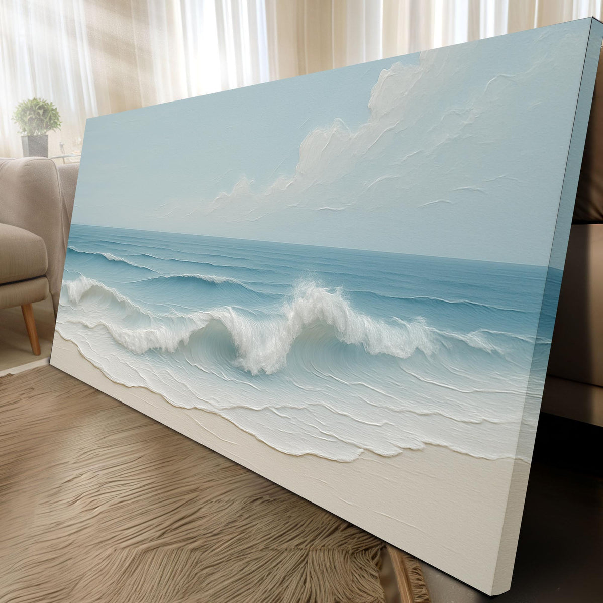 Serene Ocean Wave Coastal Canvas Wall Art
