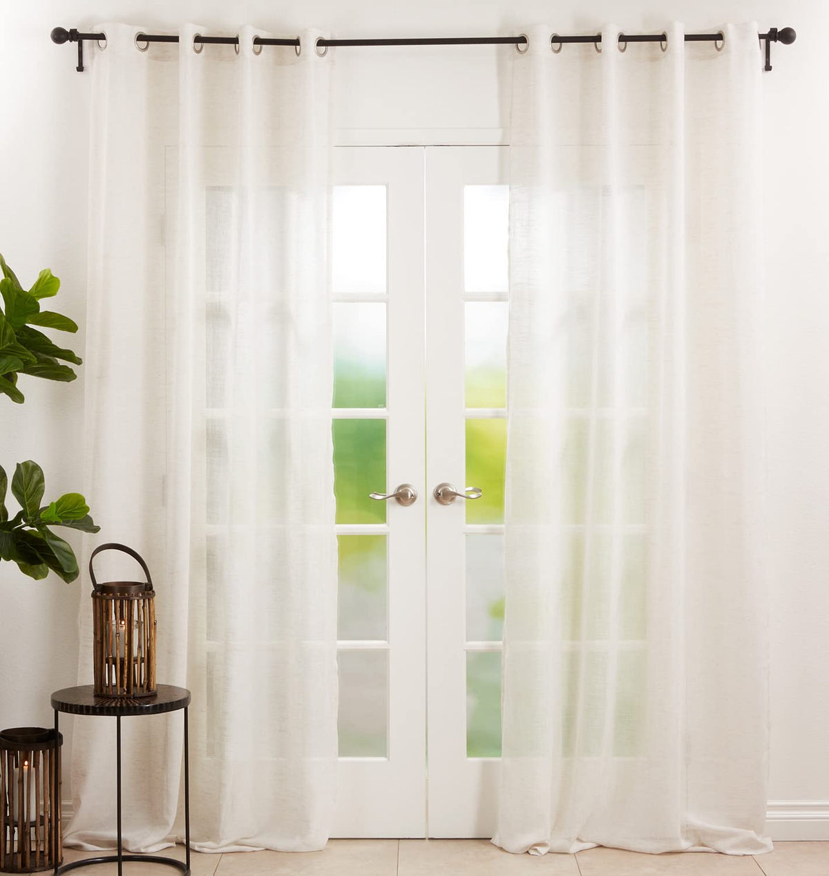 White Semi-Sheer Grommet Curtain — Single Panel