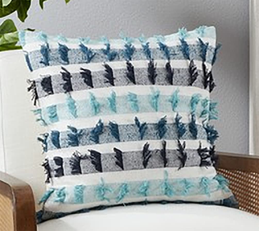 Striped Fringe Cotton Throw Pillow — 20 × 20 — product view 8