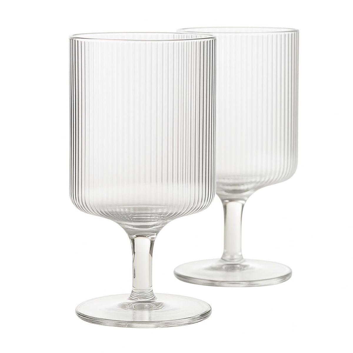 Khen Clear Ribbed Wine Goblets — Set of 2