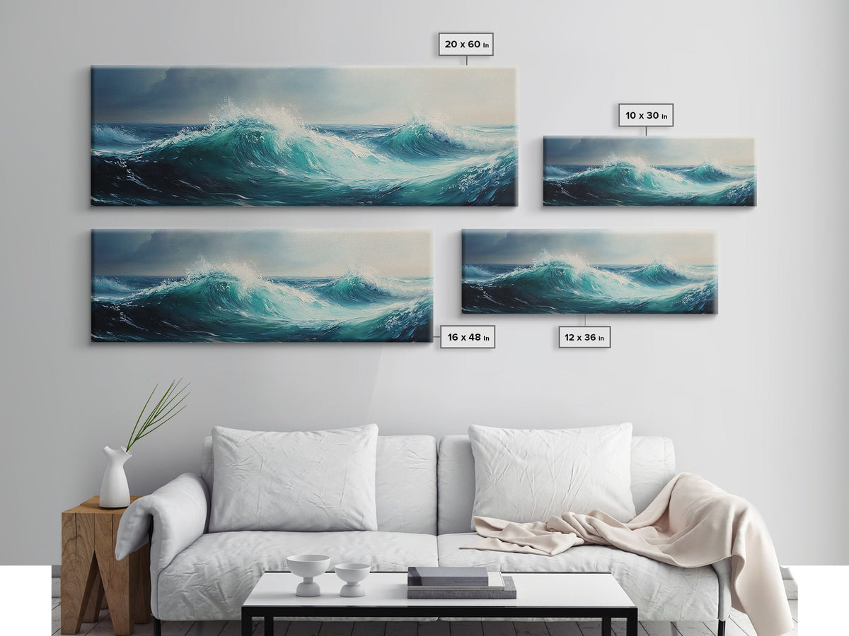Stormy Sea Panoramic Canvas Wall Art — size guide