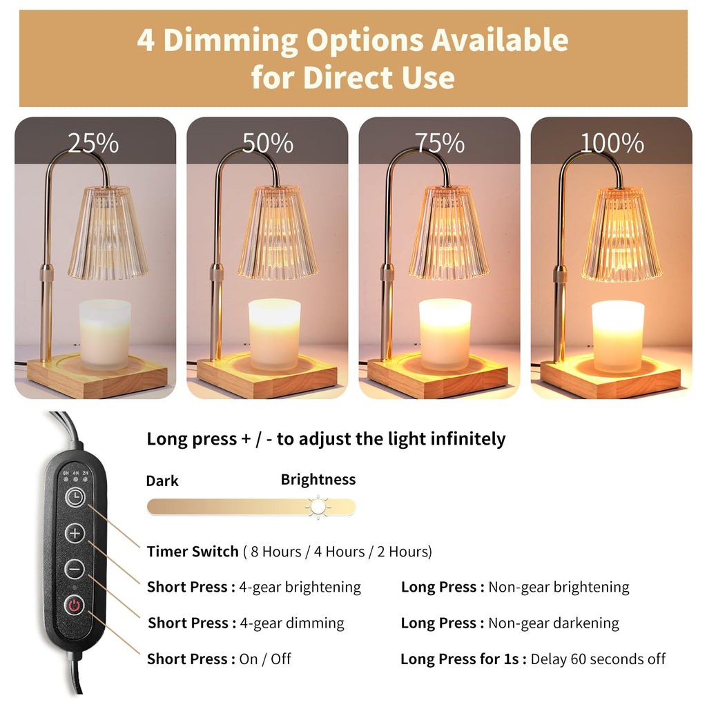 Amber Candle Warmer Lamp — Adjustable & Dimmable