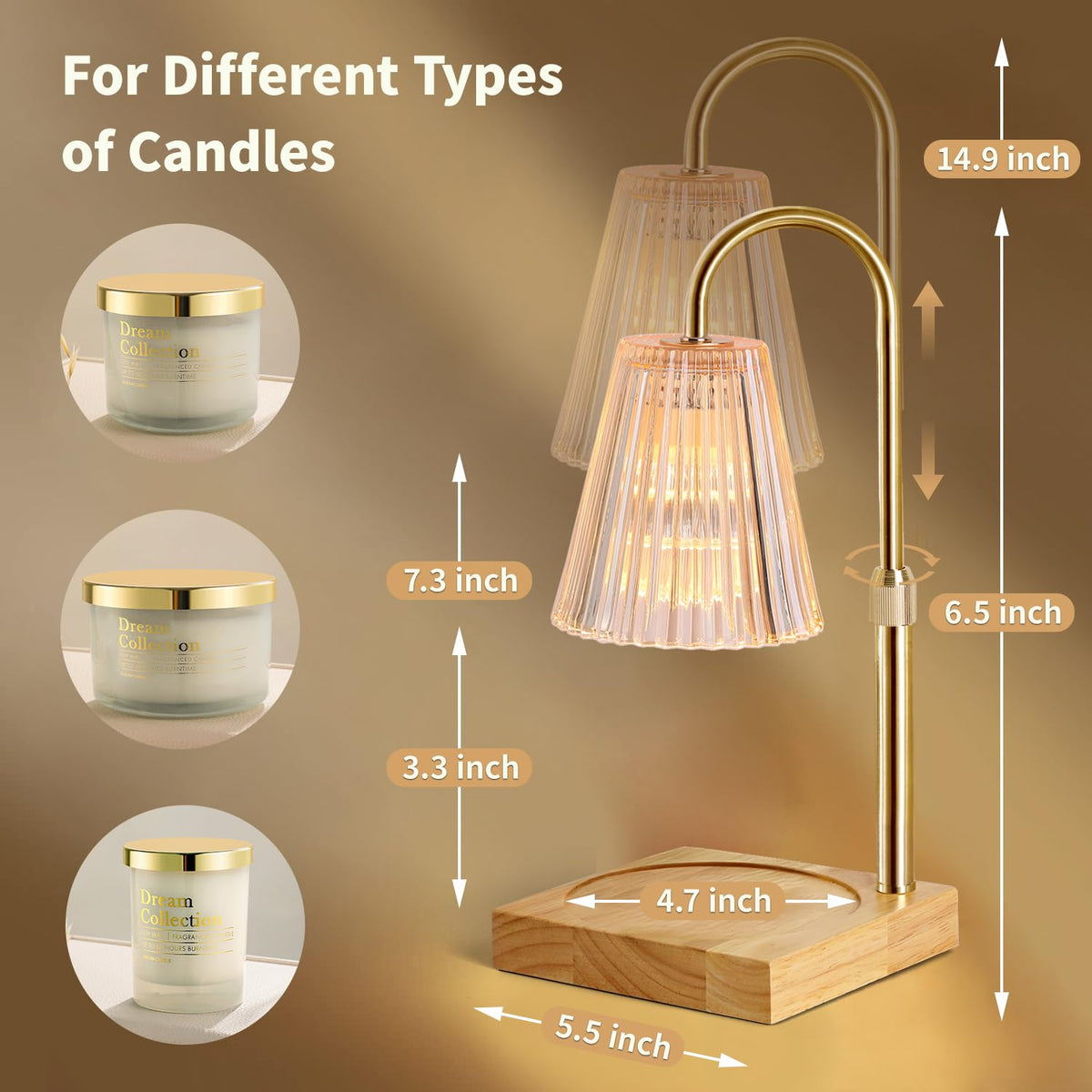 Amber Candle Warmer Lamp — Adjustable & Dimmable
