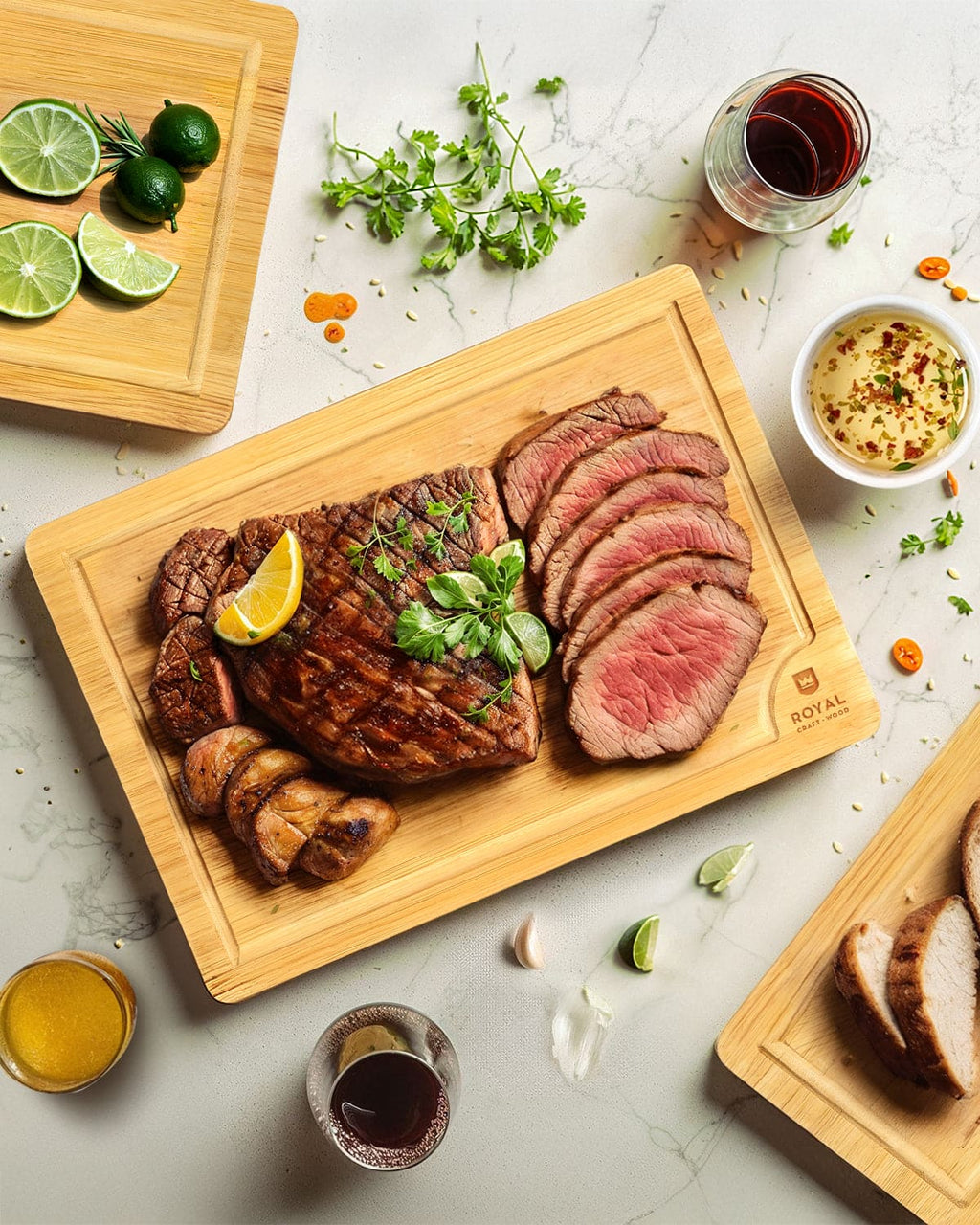 Royal Craft Wood Bamboo Cutting Boards — Set of 3