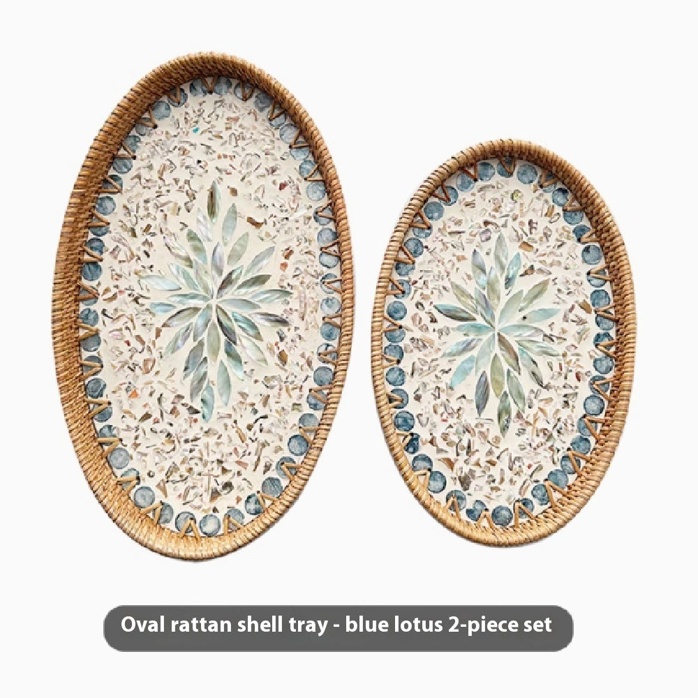 Rattan & Shell Tea Tray