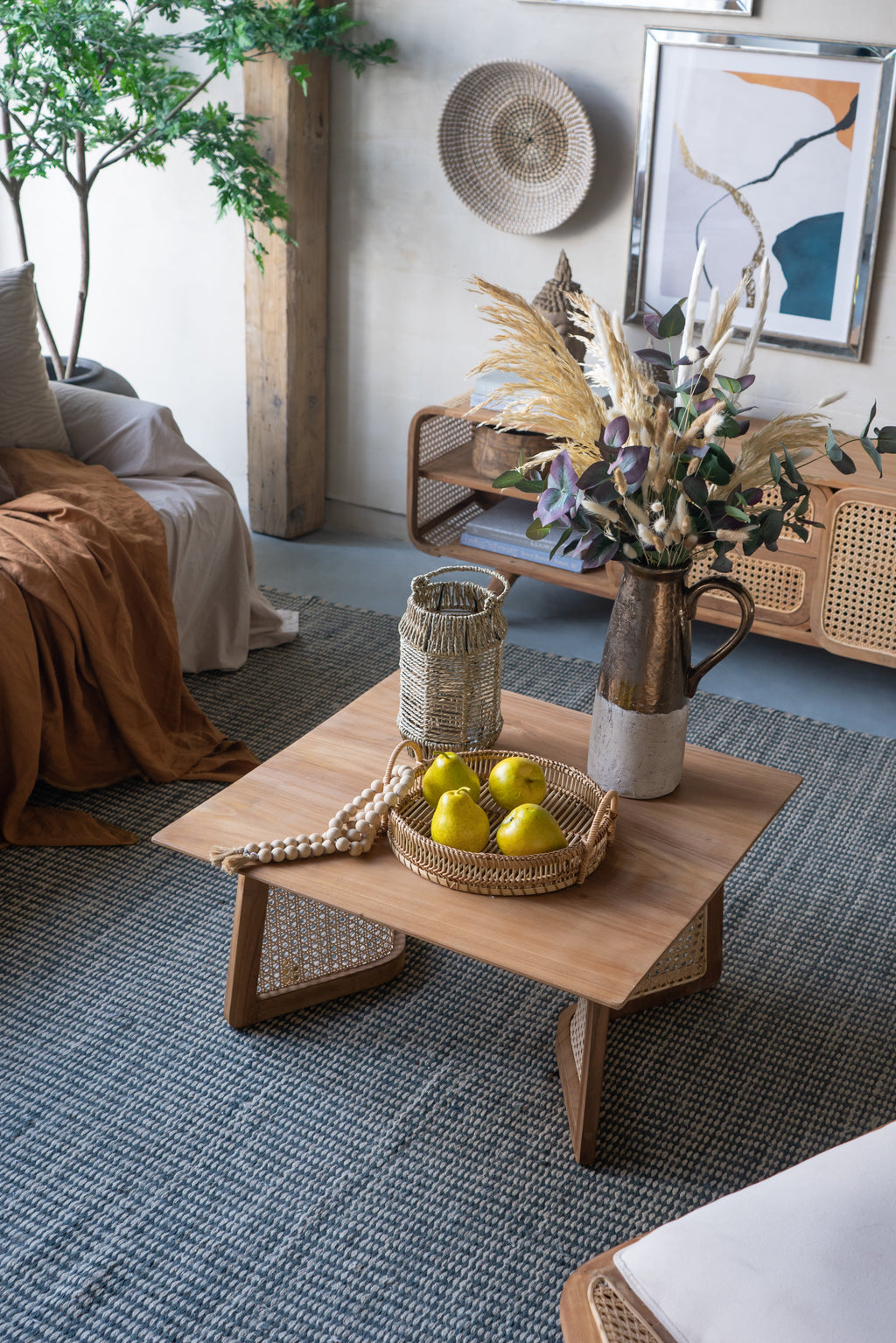 Round Woven Bamboo Trays — Set of 3