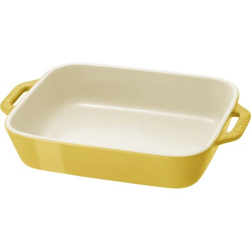 Yellow & Ivory Stoneware Casserole Dish Set — 2 Piece