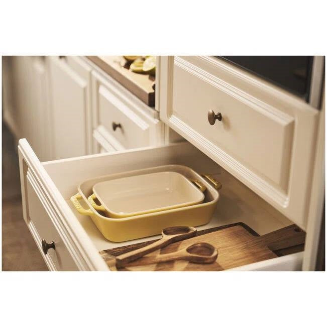 Yellow & Ivory Stoneware Casserole Dish Set — 2 Piece