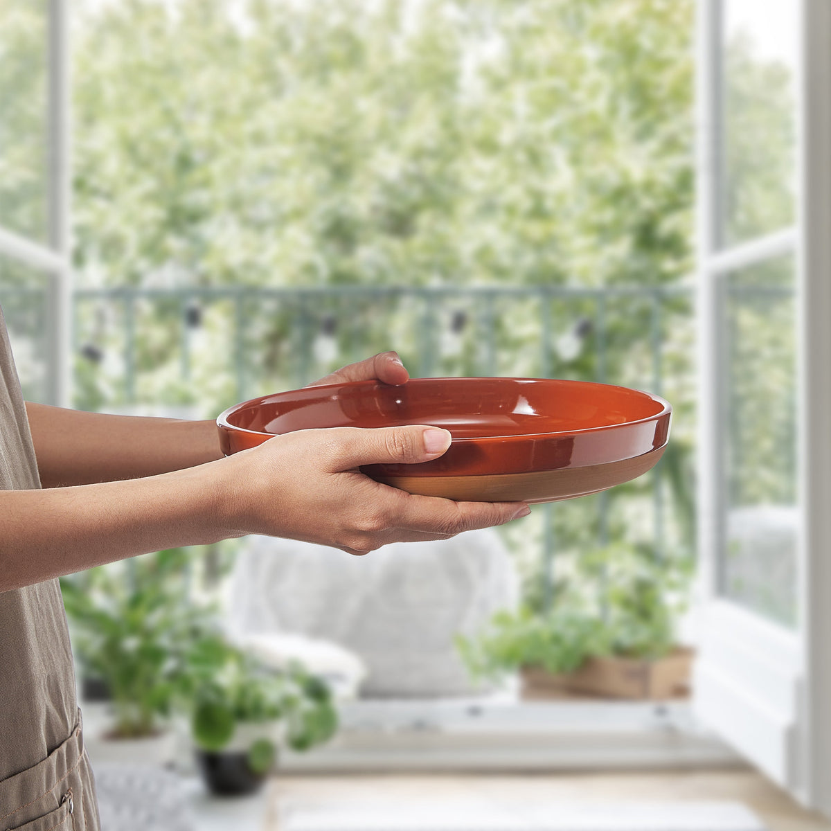 Muted Tonal Ceramic Flat Bowls — Set of 4