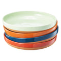 Muted Tonal Ceramic Flat Bowls — Set of 4