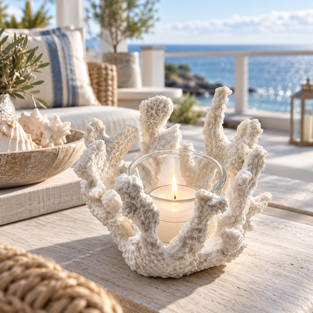 White Coral Coastal Tealight Holder