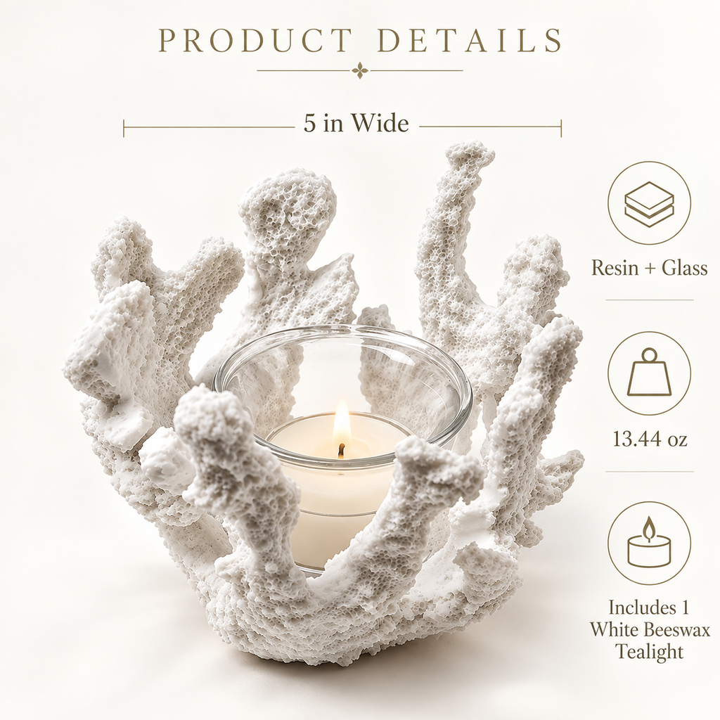 White Coral Coastal Tealight Holder