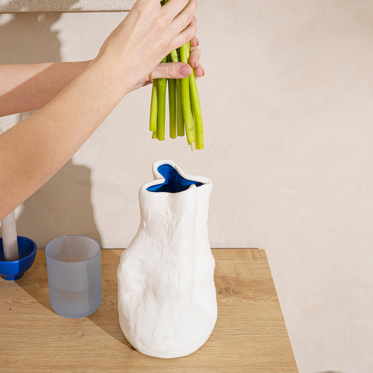 Georgia Sculptural White Porcelain Vase — 10 in