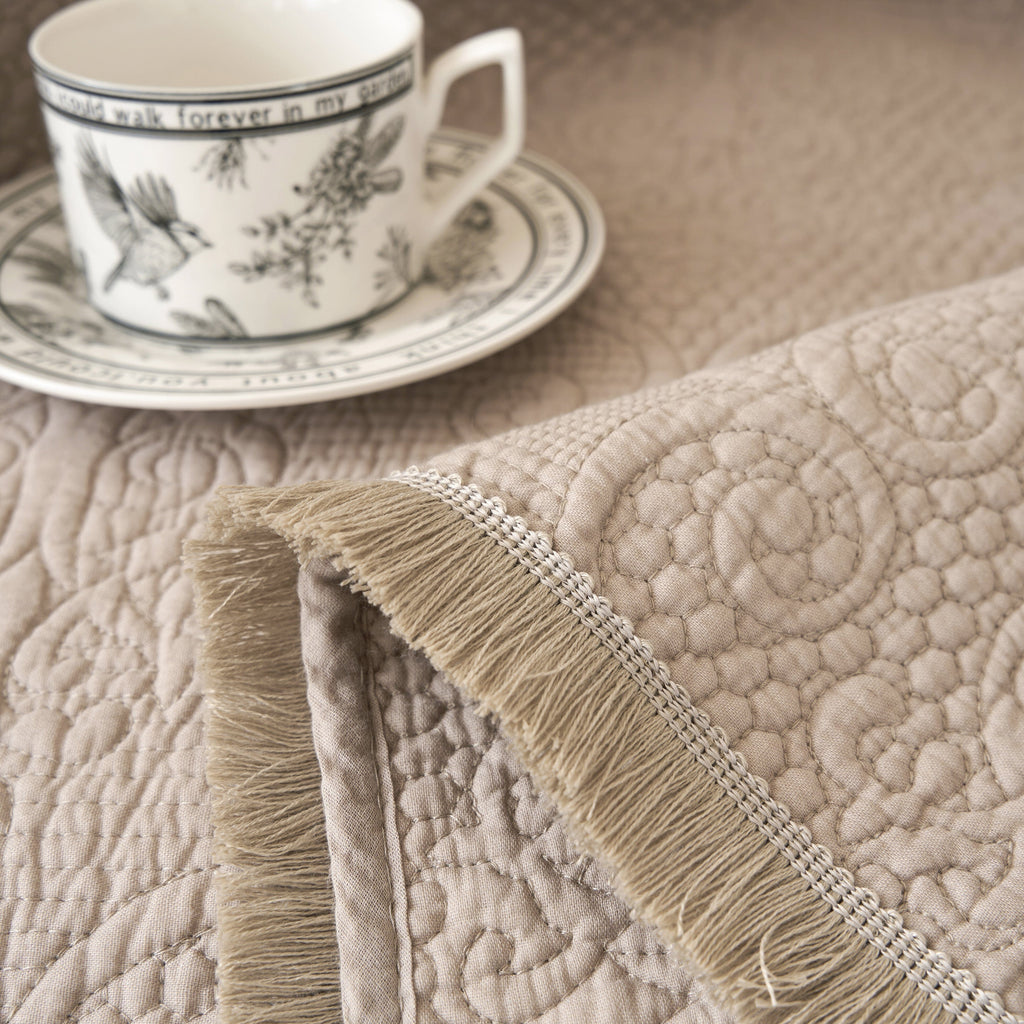 Sandy Taupe Cotton Quilted Throw — 50 x 60 in