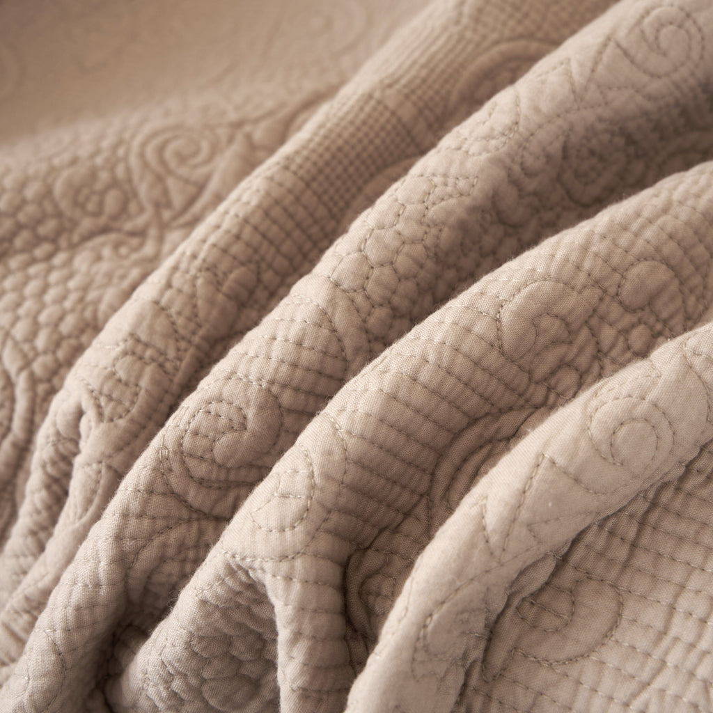 Sandy Taupe Cotton Quilted Throw — 50 x 60 in