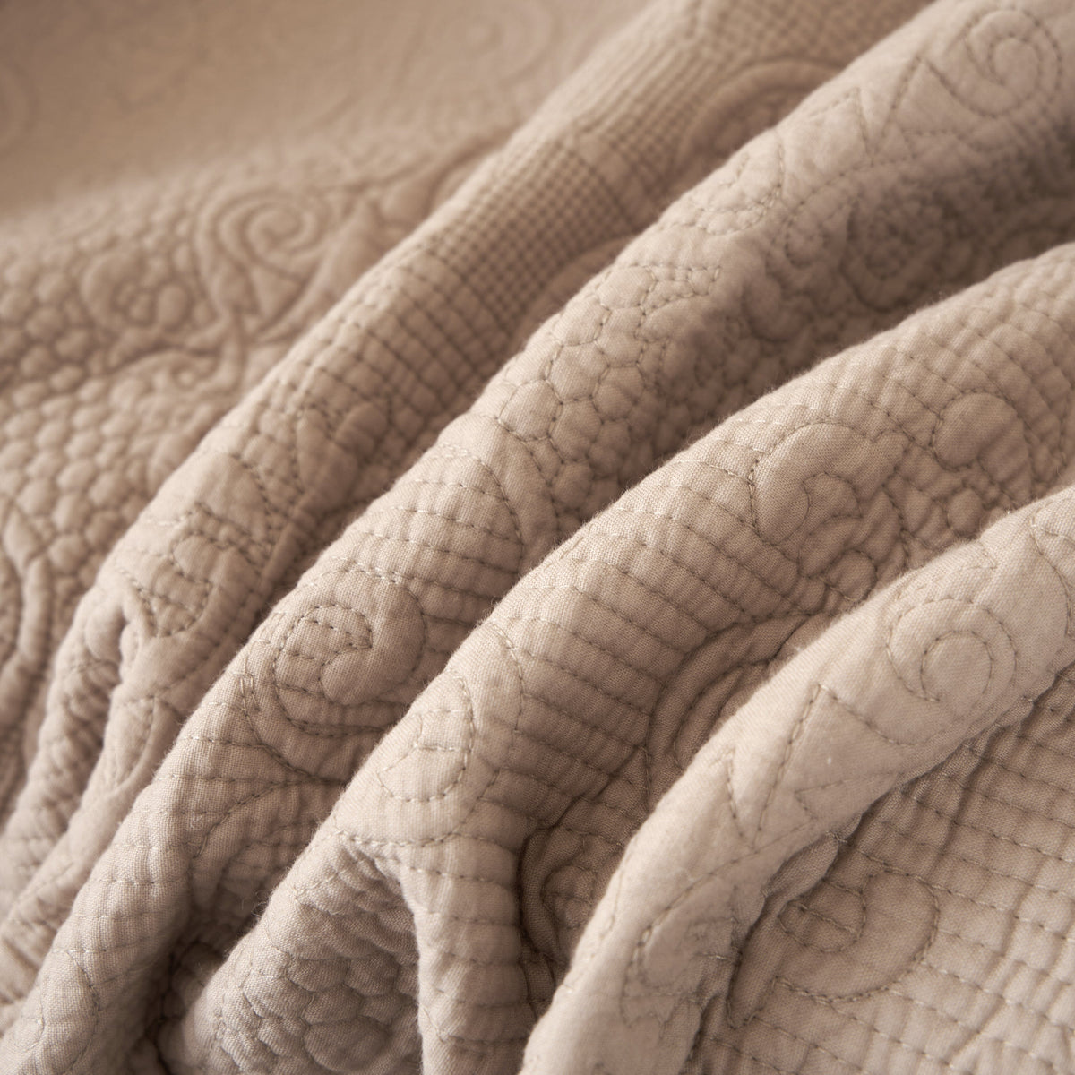 Sandy Taupe Cotton Quilted Throw — 50 x 60 in