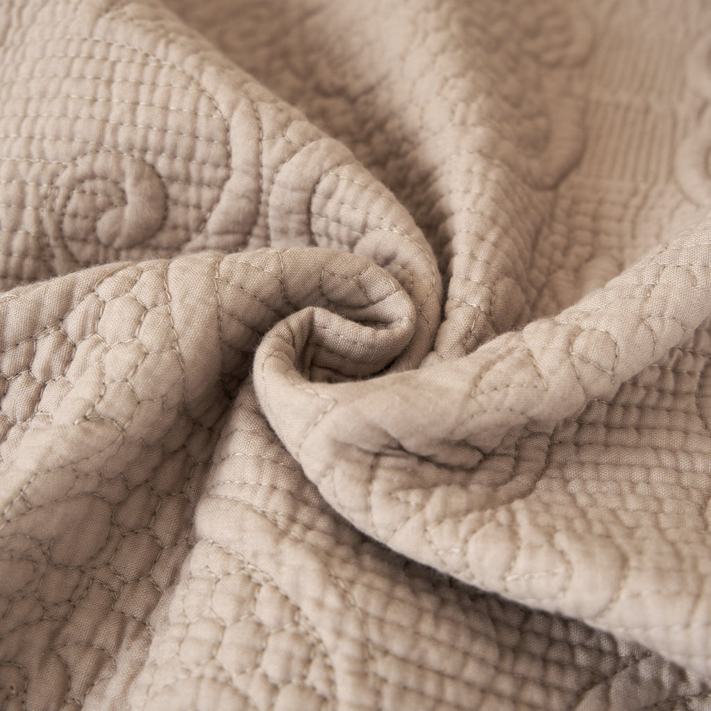 Sandy Taupe Cotton Quilted Throw — 50 x 60 in