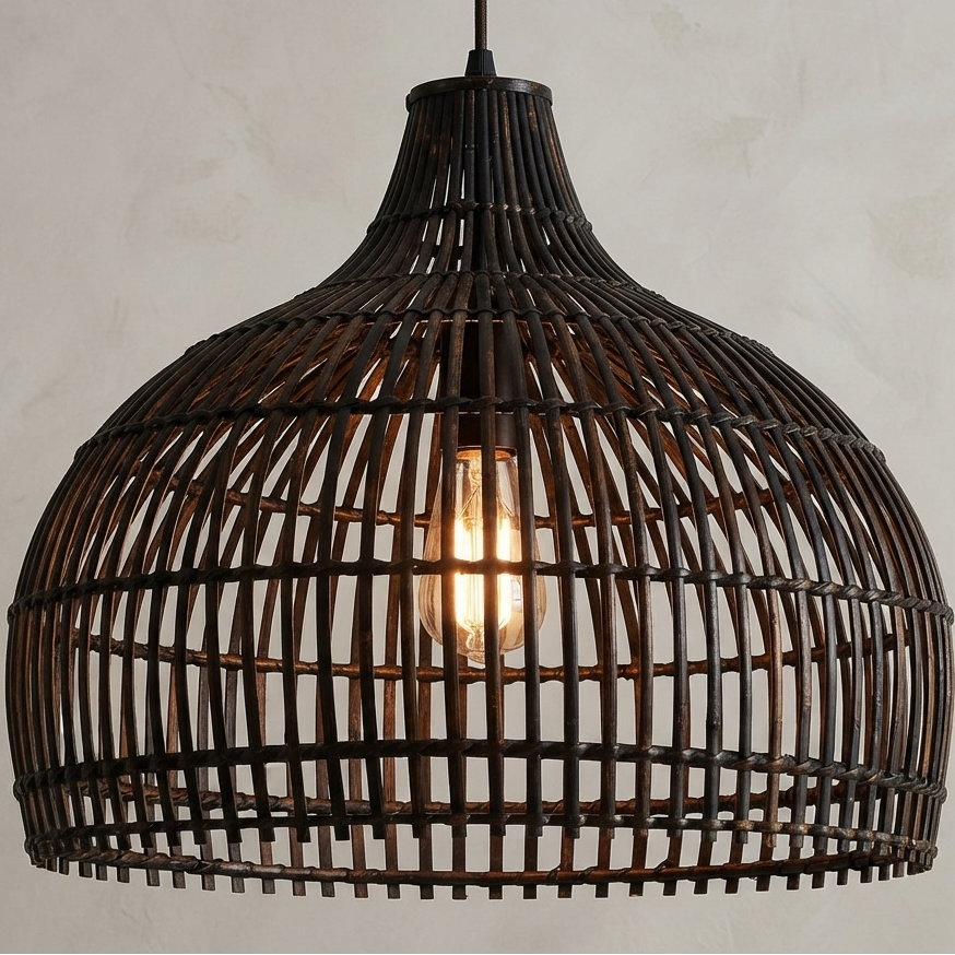 Serene Rattan Dome Pendant Light — product view 4