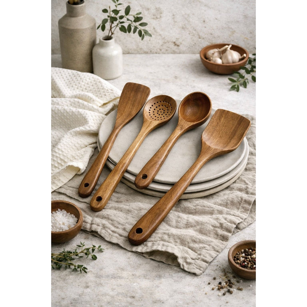 Nosara Teak Kitchen Utensils — Set of 4
