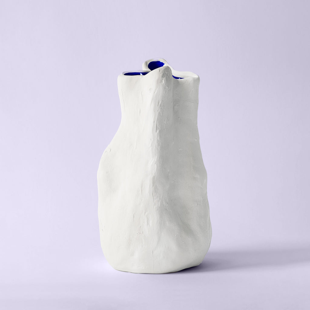 Georgia Sculptural White Porcelain Vase — 10 in