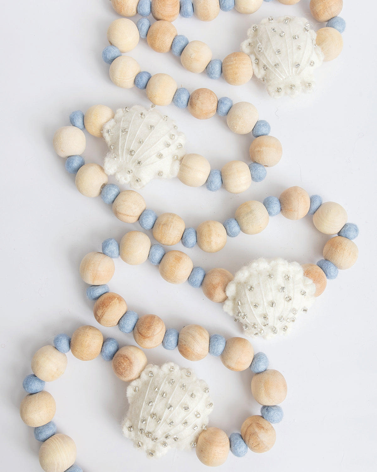 Coastal Seashell & Wood Bead Garland — 6 ft