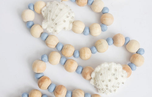Coastal Seashell & Wood Bead Garland — 6 ft