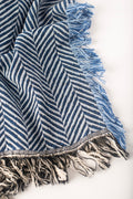 Blue Herringbone Reversible Cotton Throw