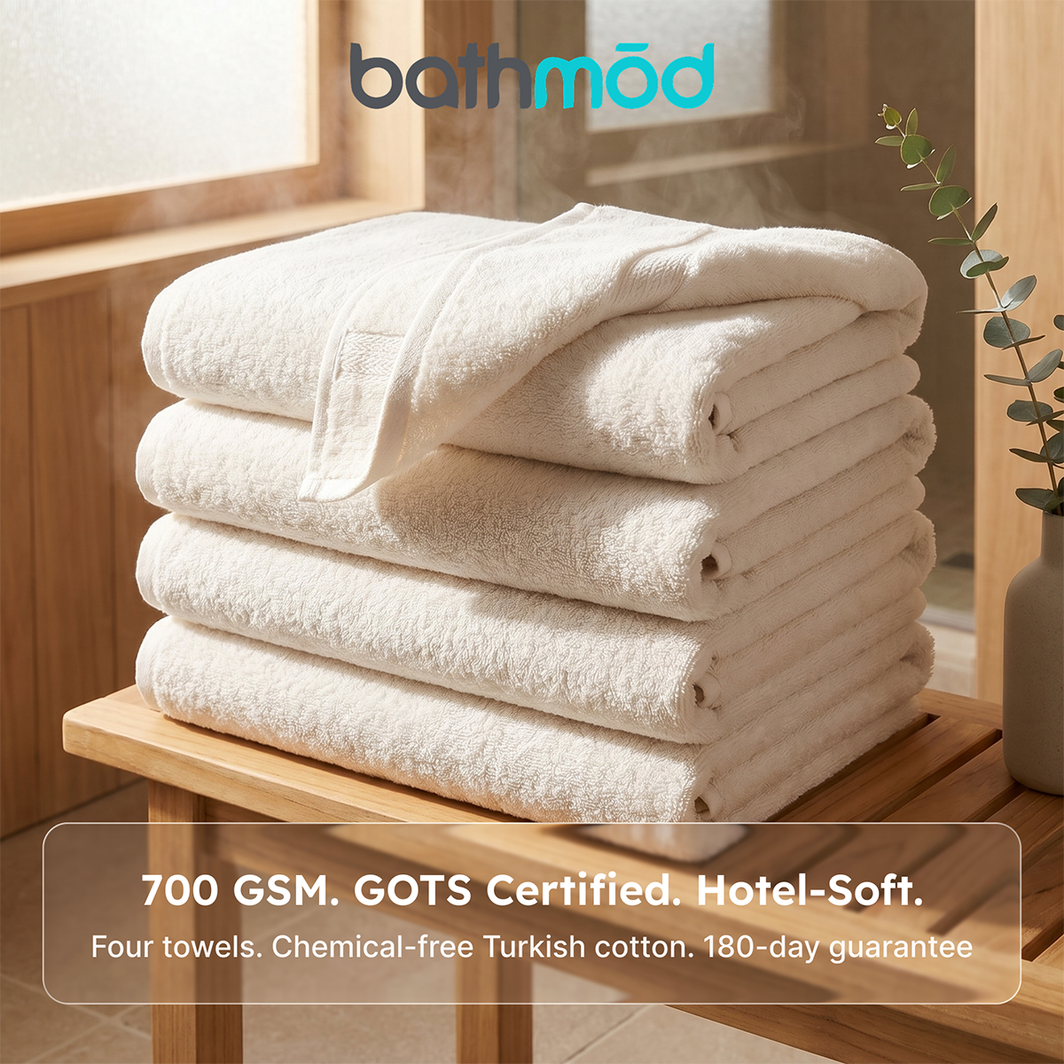 Organic Turkish Cotton Bath Towels — Set of 4
