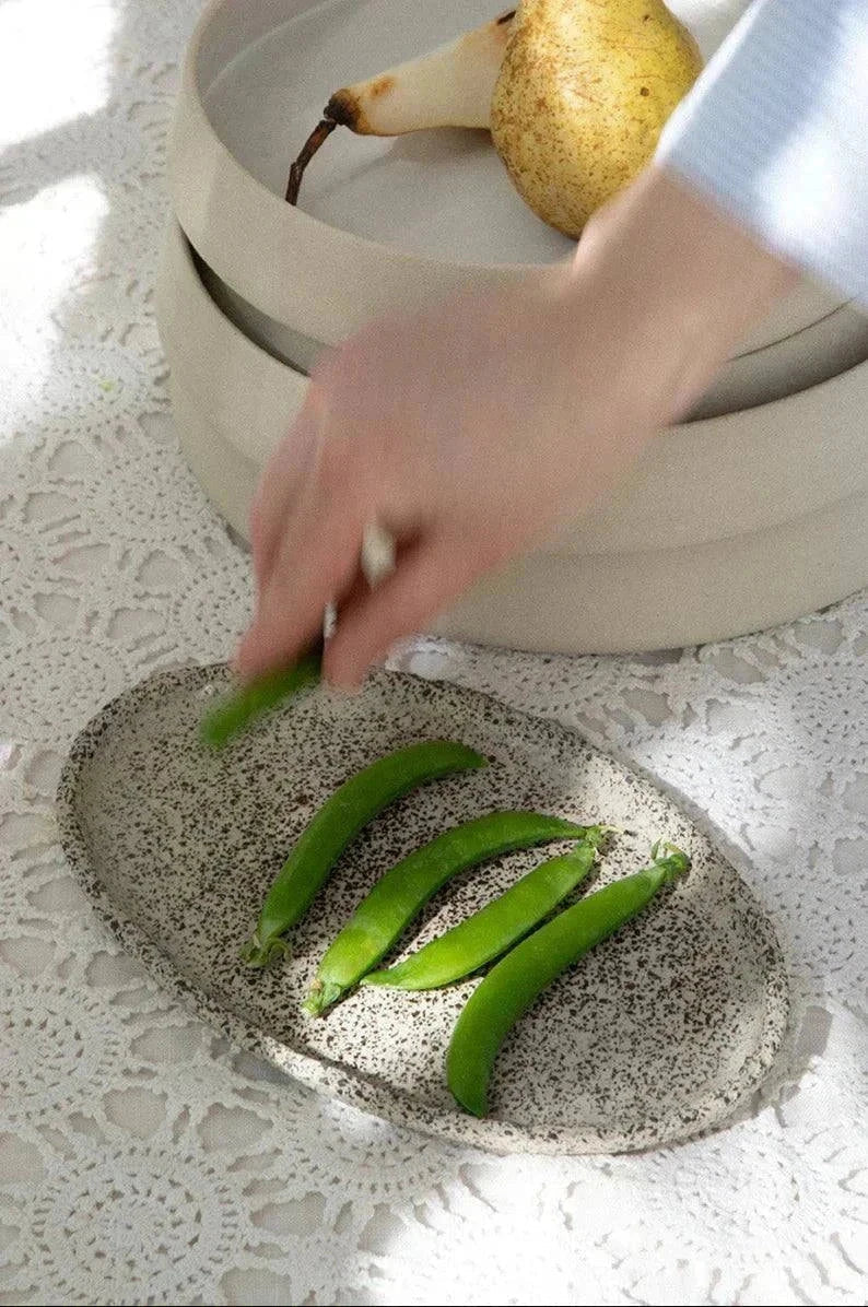 Speckled Oat Stoneware Serving Platter
