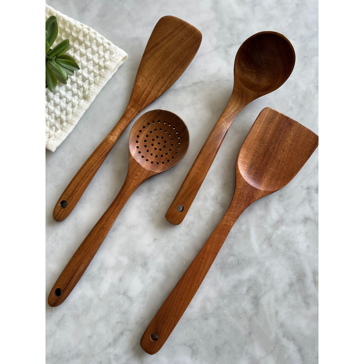 Nosara Teak Kitchen Utensils — Set of 4