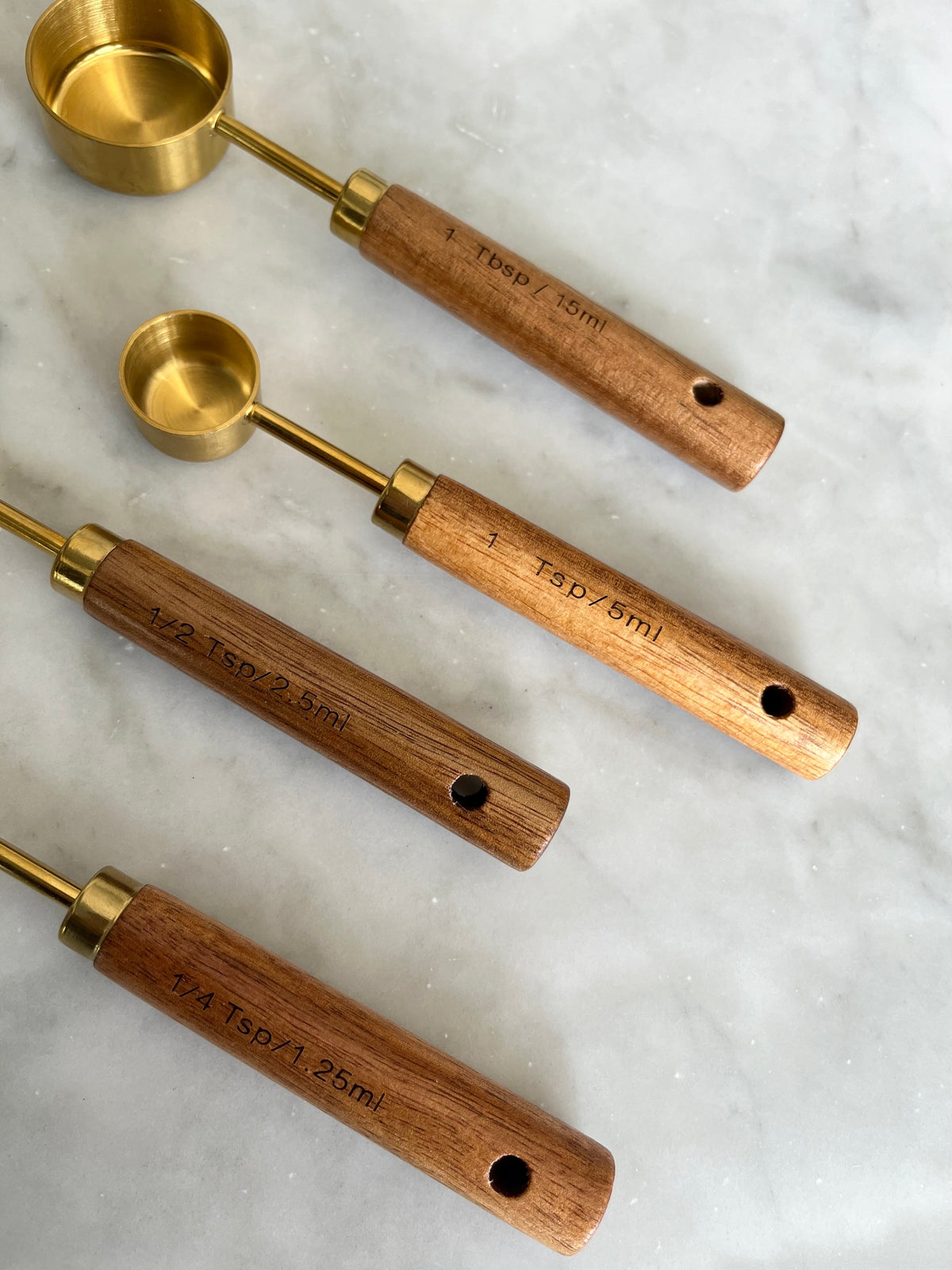 Montecito Wood & Gold Measuring Cups and Spoons — Set of 8