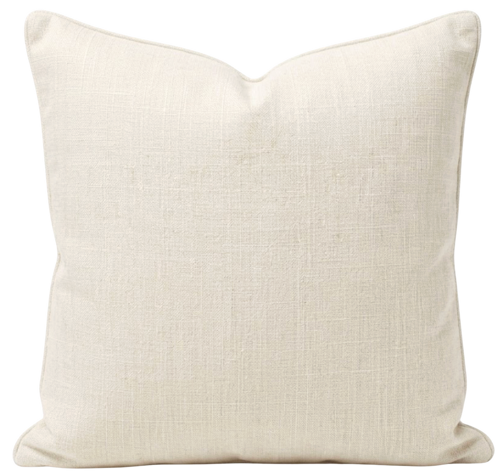 Ojai Stripe Pillow Cover — China Blue — ivory linen backing