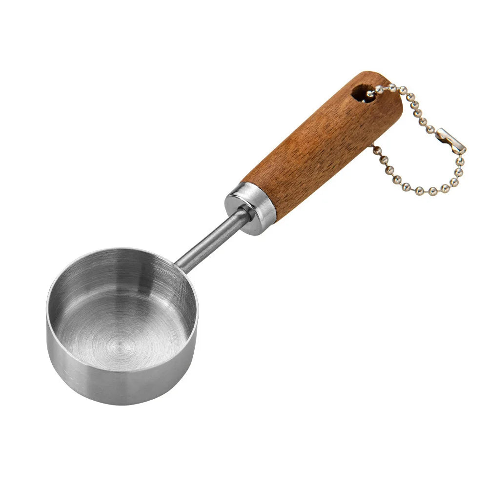 Wood-Handled Stainless Steel Measuring Spoons — Set of 2